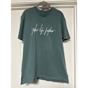 Take Life Further TLF, Men's Logo‎ T-shirt, Green/Blue Color, Size Large